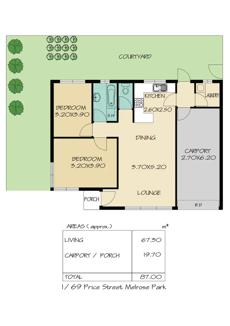 Floorplan of Homely unit listing, 1/69 Price Street, Melrose Park SA 5039