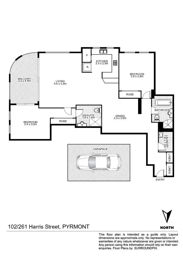Floorplan of Homely apartment listing, 102/261 Harris Street, Pyrmont NSW 2009