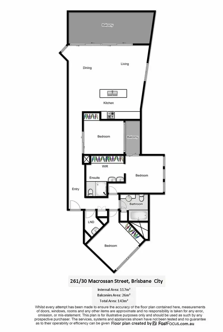 Floorplan of Homely apartment listing, 261/30 Macrossan Street, Brisbane City QLD 4000