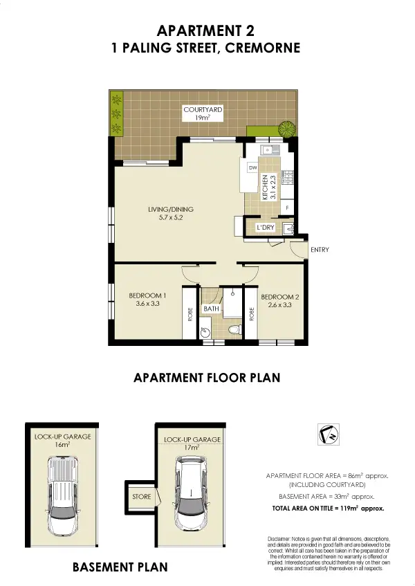 Floorplan of Homely apartment listing, 2/1 Paling Street, Cremorne NSW 2090