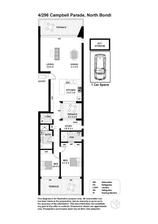 Floorplan of Homely apartment listing, 4/296 Campbell Pde, North Bondi NSW 2026
