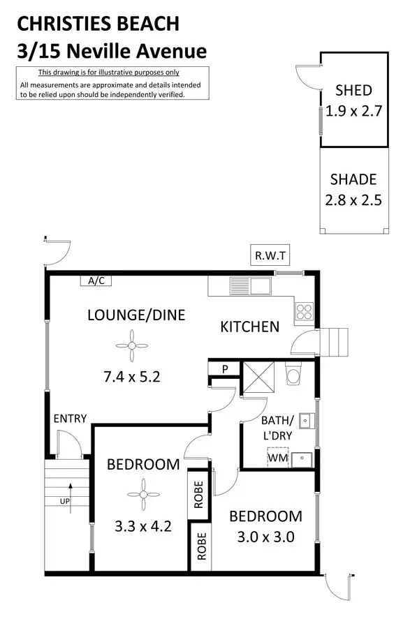 Floorplan of Homely unit listing, 3/15 Neville Avenue, Christies Beach SA 5165