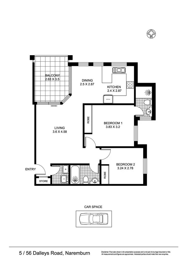 Floorplan of Homely unit listing, 5/56 DALLEYS ROAD, Naremburn NSW 2065