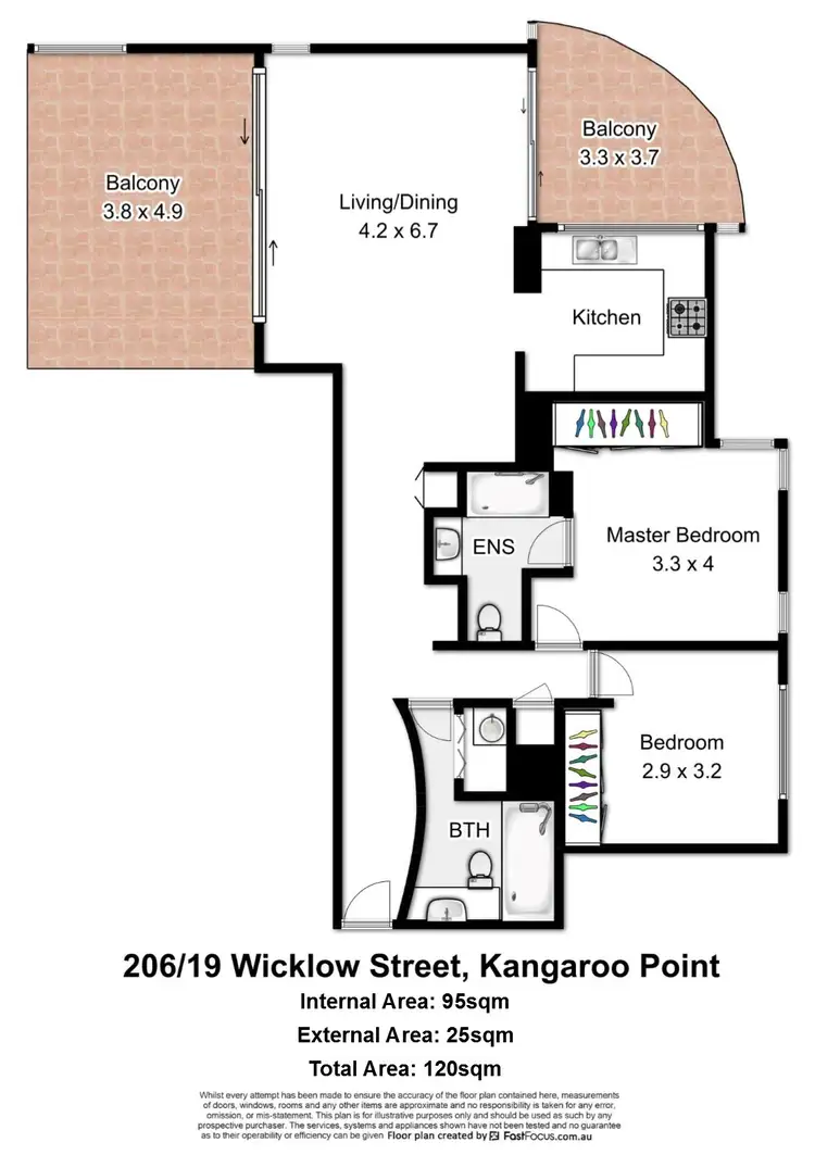 Floorplan of Homely apartment listing, 206/19 Wicklow Street, Kangaroo Point QLD 4169