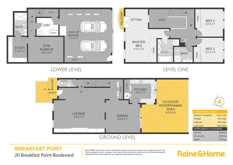 Floorplan of Homely townhouse listing, 20 Breakfast Point Boulevard, Breakfast Point NSW 2137