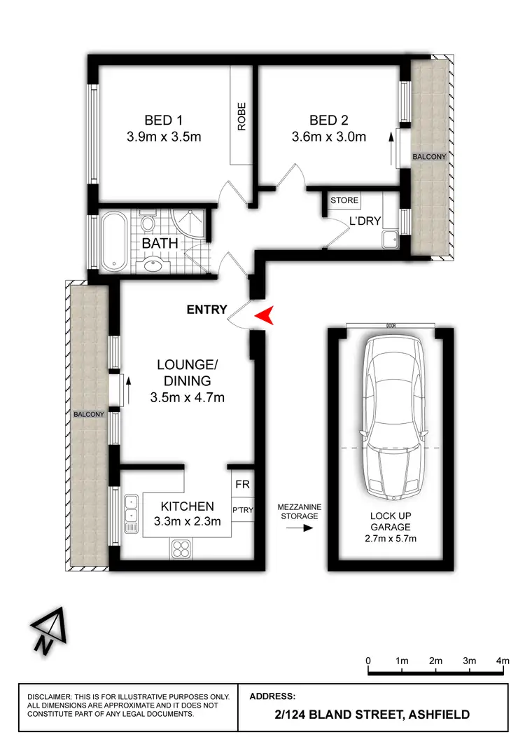 Floorplan of Homely apartment listing, 2/124 Bland Street, Ashfield NSW 2131