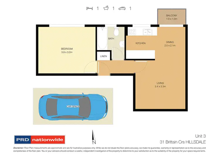 Floorplan of Homely unit listing, 3/31 Brittain Crescent, Hillsdale NSW 2036