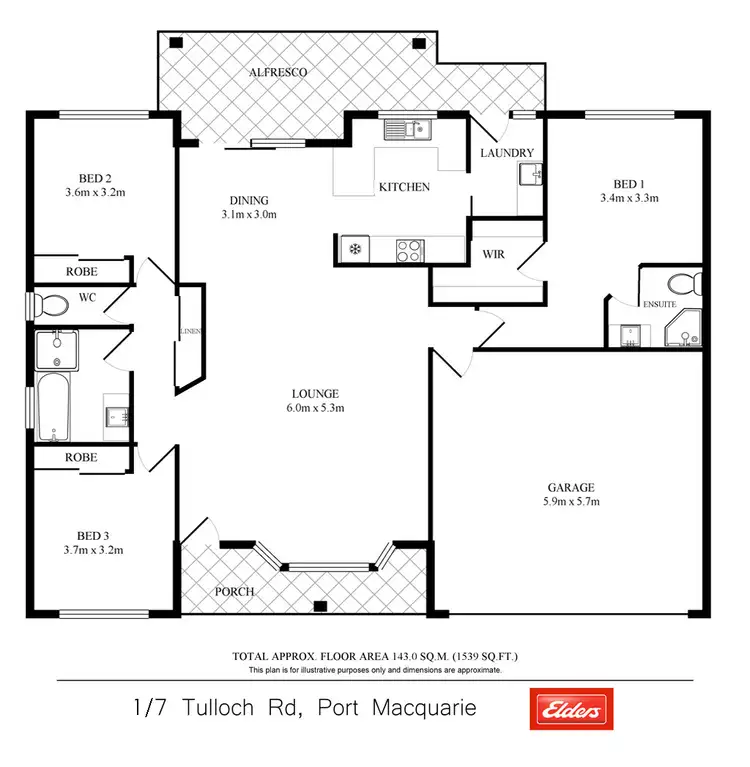 Floorplan of Homely villa listing, 1/7 Tulloch Road, Port Macquarie NSW 2444