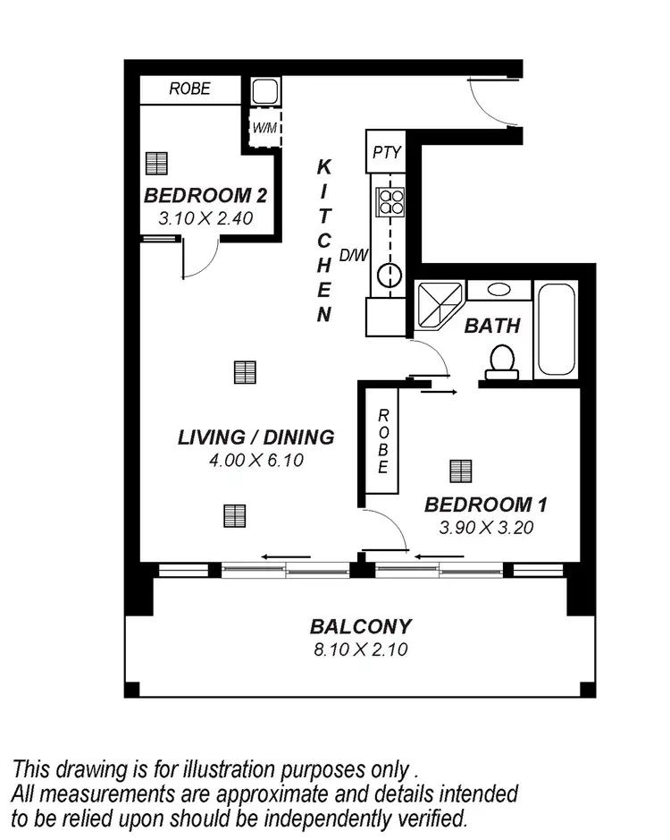 Floorplan of Homely unit listing, 1108/25 Colley Terrace, Glenelg SA 5045