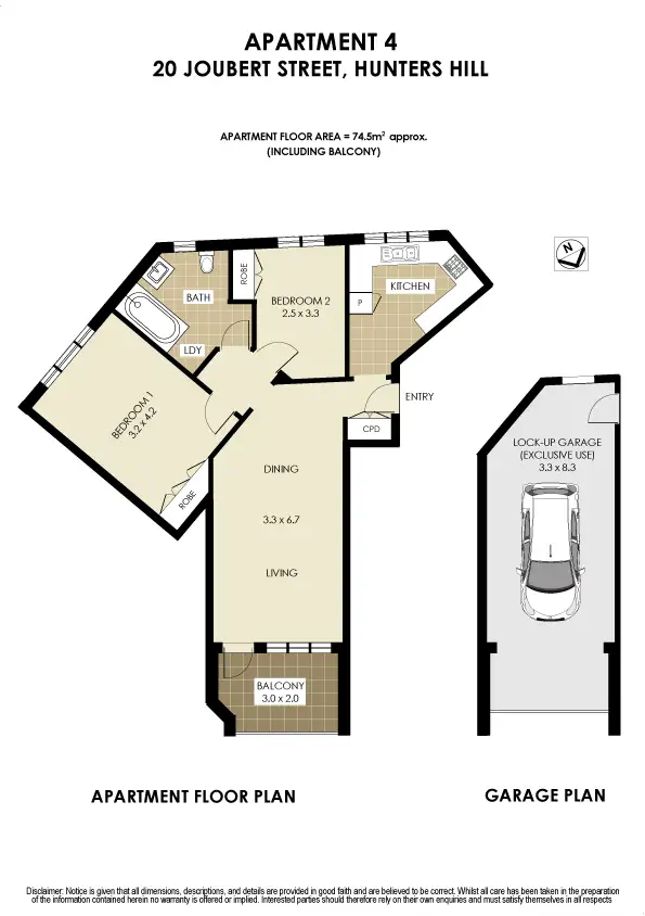 Floorplan of Homely apartment listing, 4/20 Joubert Street, Hunters Hill NSW 2110