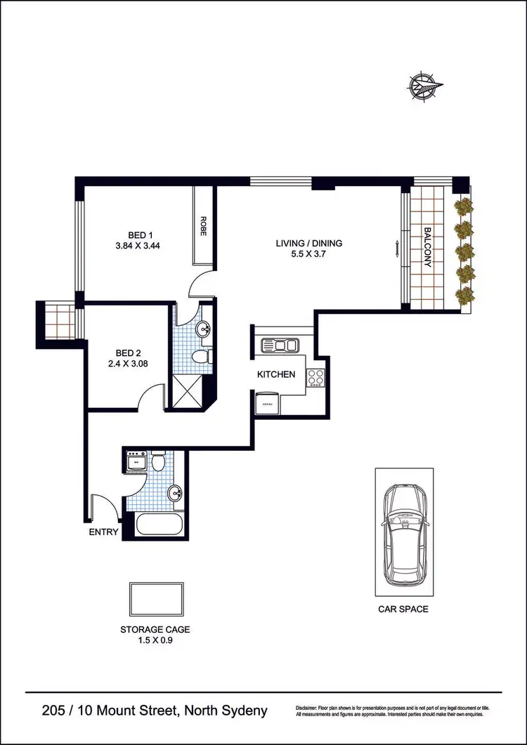 Floorplan of Homely apartment listing, 205/10 Mount Street, North Sydney NSW 2060