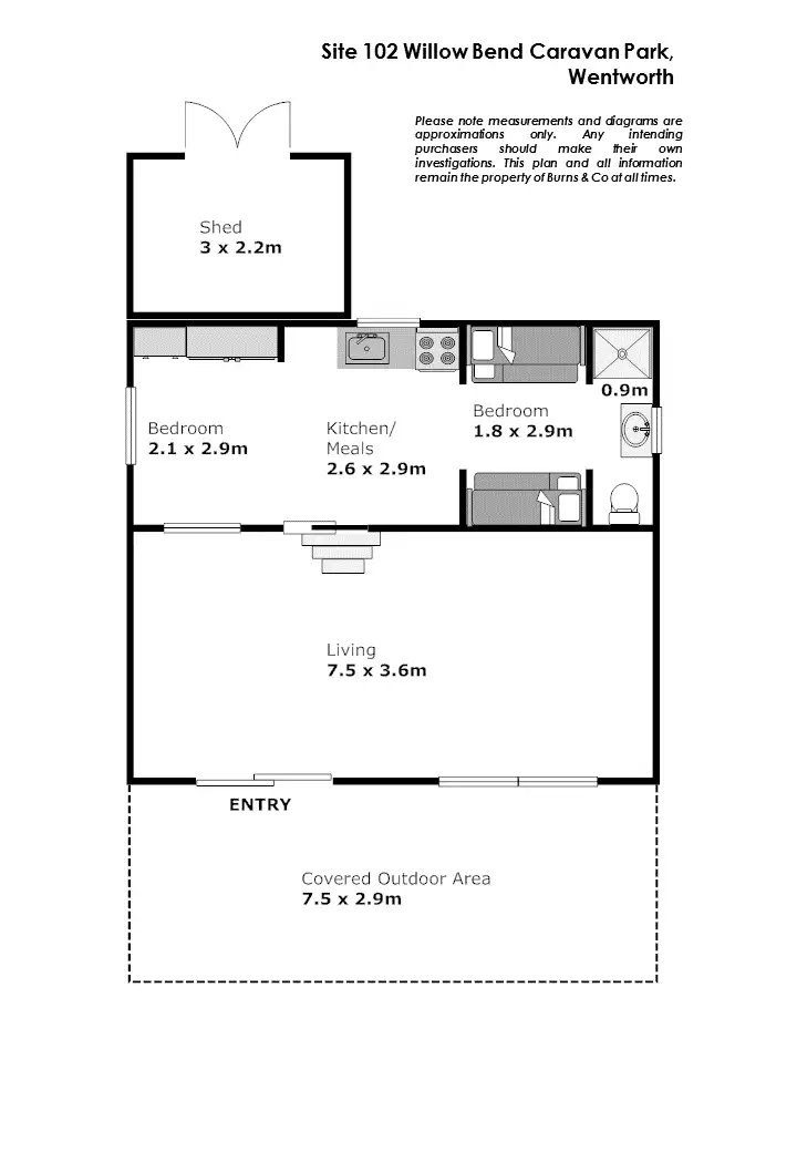 Floorplan of Homely unit listing, Site 102 Willow Bend Caravan Park, Wentworth NSW 2648