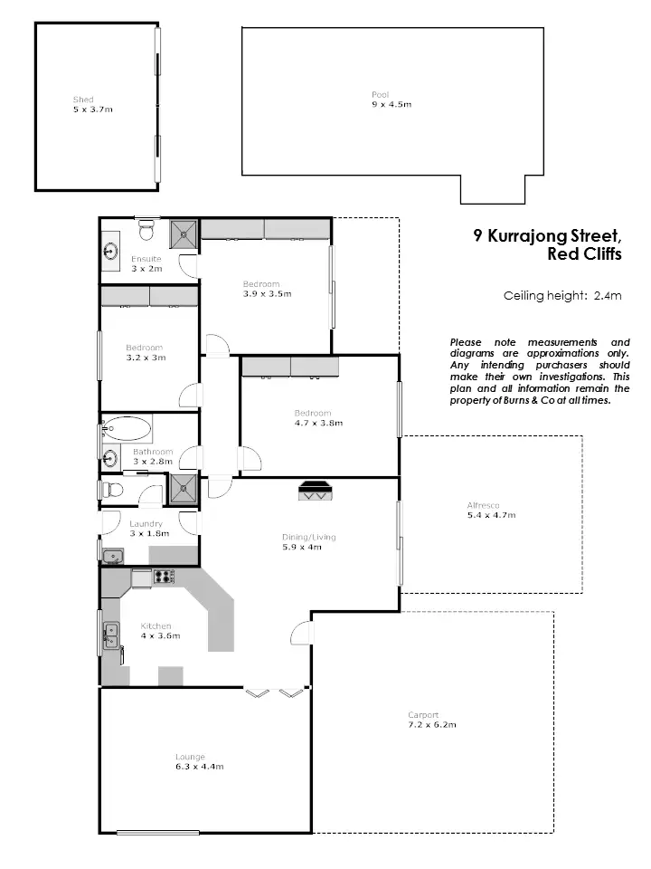 Floorplan of Homely house listing, 9 Kurrajong Street, Red Cliffs VIC 3496