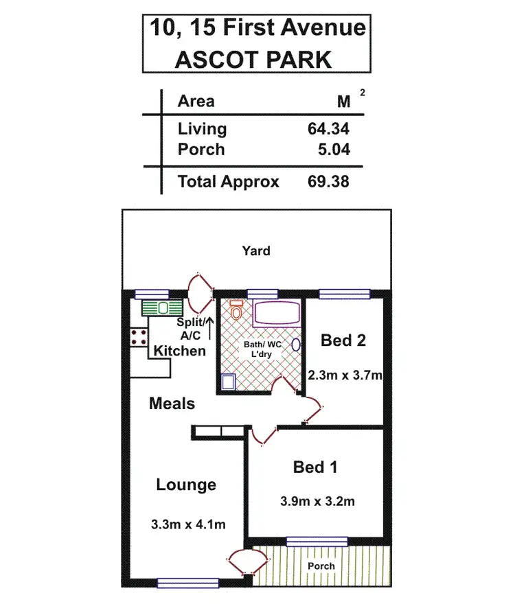 Floorplan of Homely unit listing, 10/15 First Ave, Ascot Park SA 5043