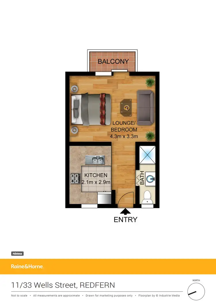 Floorplan of Homely studio listing, 11/33 Wells Street, Redfern NSW 2016