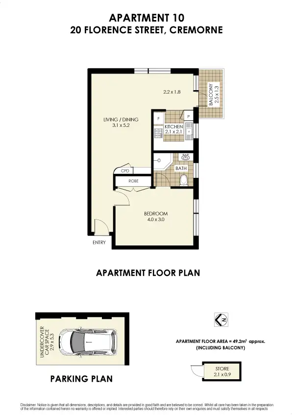 Floorplan of Homely apartment listing, Top floor @ 20 Florence Street, Cremorne NSW 2090