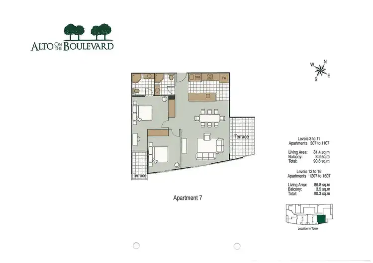 Floorplan of Homely apartment listing, 707, 'ALTO' 594 St Kilda Road, Melbourne VIC 3004