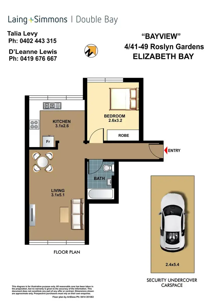 Floorplan of Homely apartment listing, 4/41-49 "Bayview" Roslyn Gardens, Elizabeth Bay NSW 2011