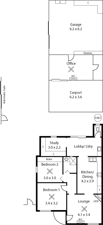 Floorplan of Homely semi-detached listing, 76 Drake Avenue, Flinders Park SA 5025