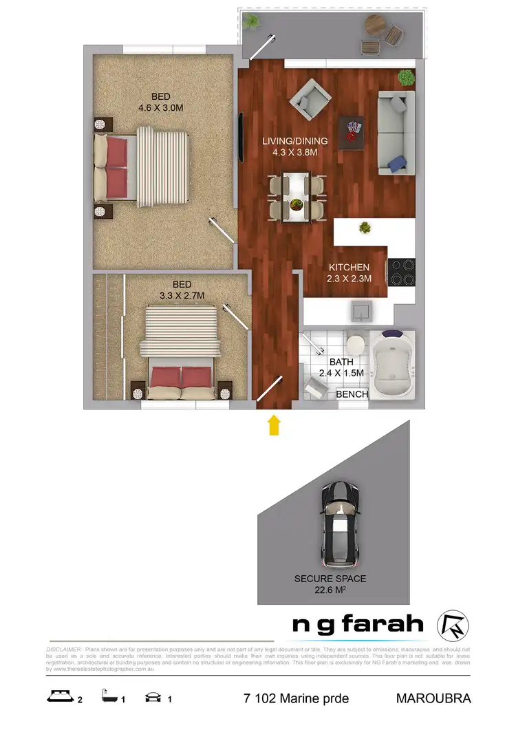 Floorplan of Homely unit listing, 7/102 Marine Parade, Maroubra NSW 2035