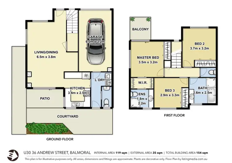 Floorplan of Homely townhouse listing, 30/36 Andrew Street, Balmoral QLD 4171
