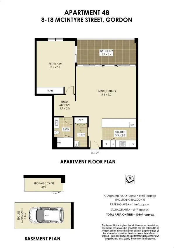 Floorplan of Homely apartment listing, 48/8-18 McIntyre Street, Gordon NSW 2072