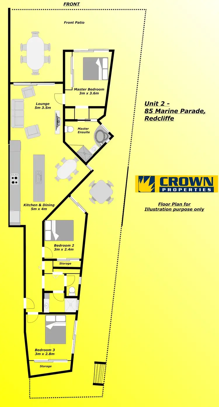 Floorplan of Homely unit listing, 2/85 Marine Parade, Redcliffe QLD 4020