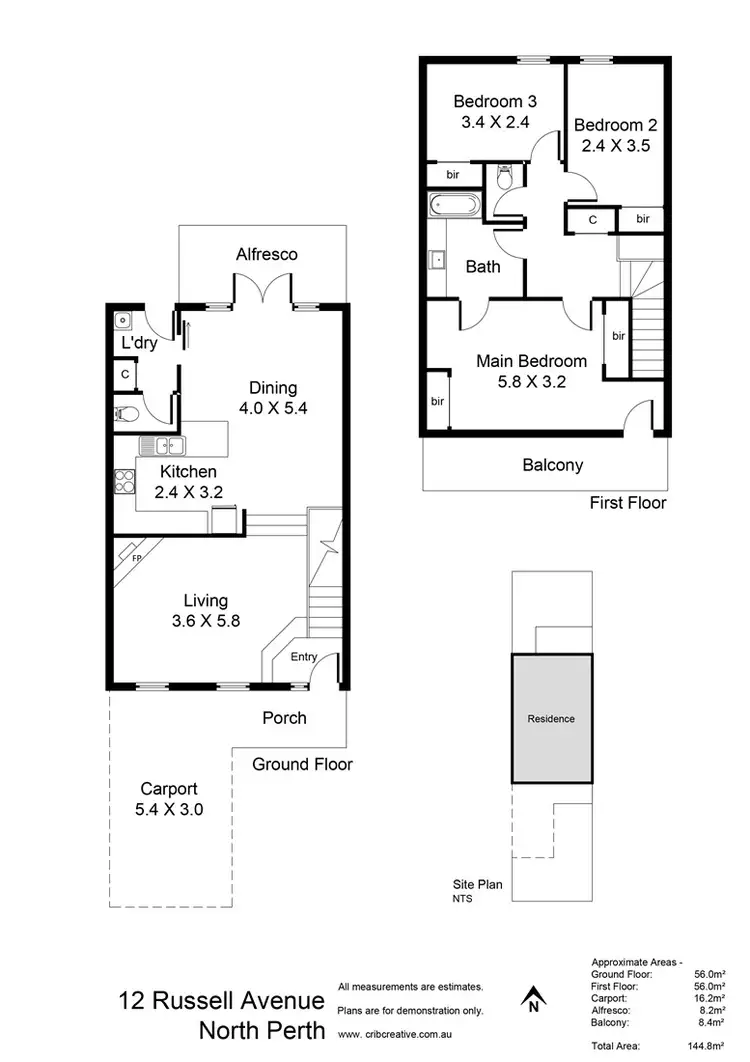 Floorplan of Homely townhouse listing, 12 Russell Avenue, North Perth WA 6006