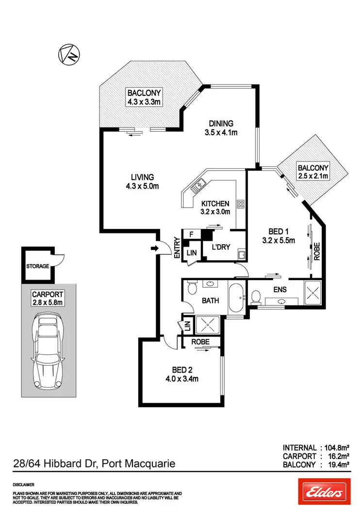 Floorplan of Homely unit listing, 28/64 Hibbard Drive, Port Macquarie NSW 2444