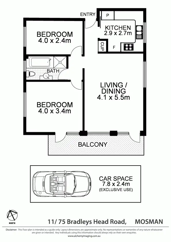 Floorplan of Homely apartment listing, 11/75 Bradleys Head Road, Mosman NSW 2088