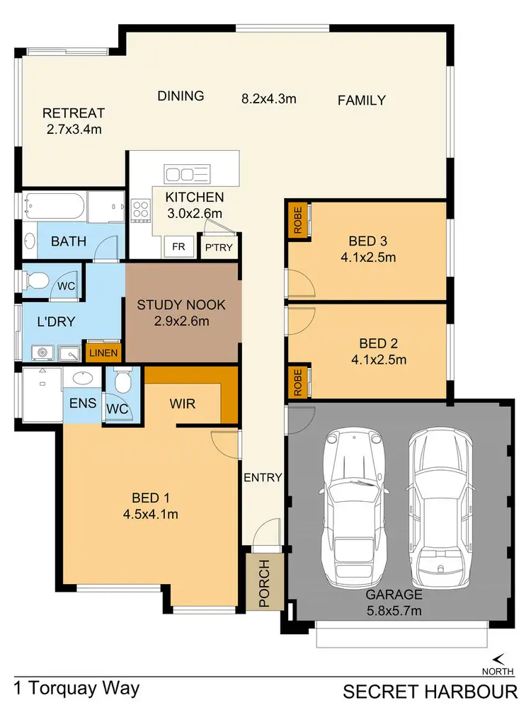 Floorplan of Homely house listing, 1 Torquay Way, Secret Harbour WA 6173