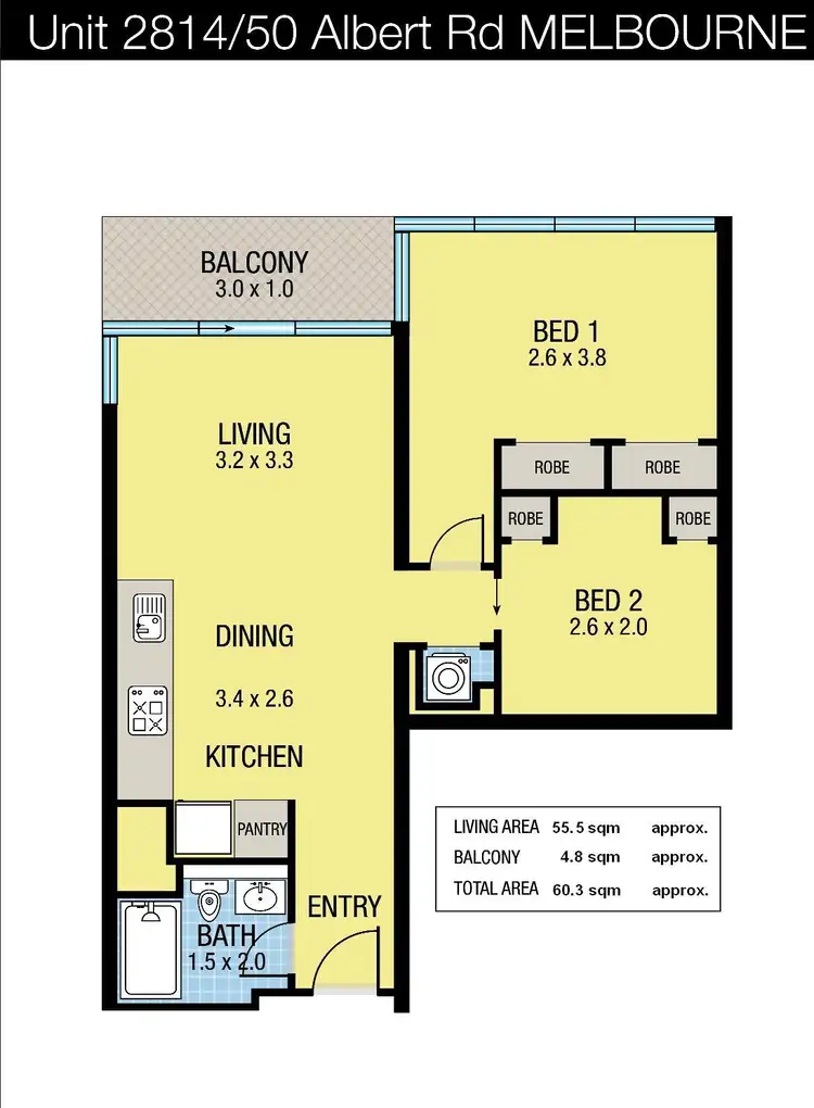 Floorplan of Homely apartment listing, 2814 50 Albert Road, Melbourne VIC 3004