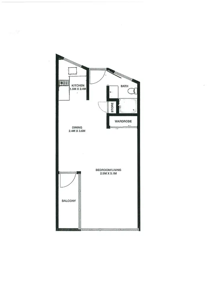Floorplan of Homely studio listing, 52/2 Parkes Street, Kirribilli NSW 2061