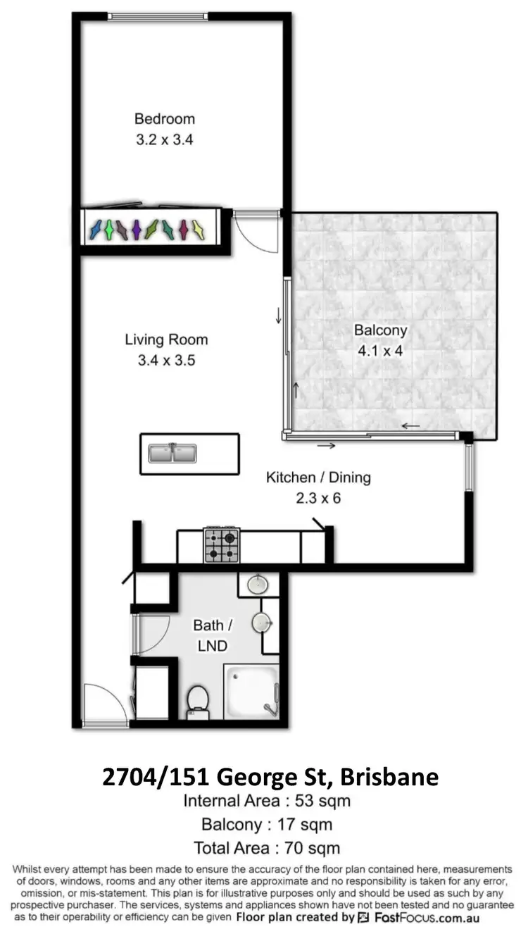 Floorplan of Homely apartment listing, 2704/151 George Street, Brisbane City QLD 4000