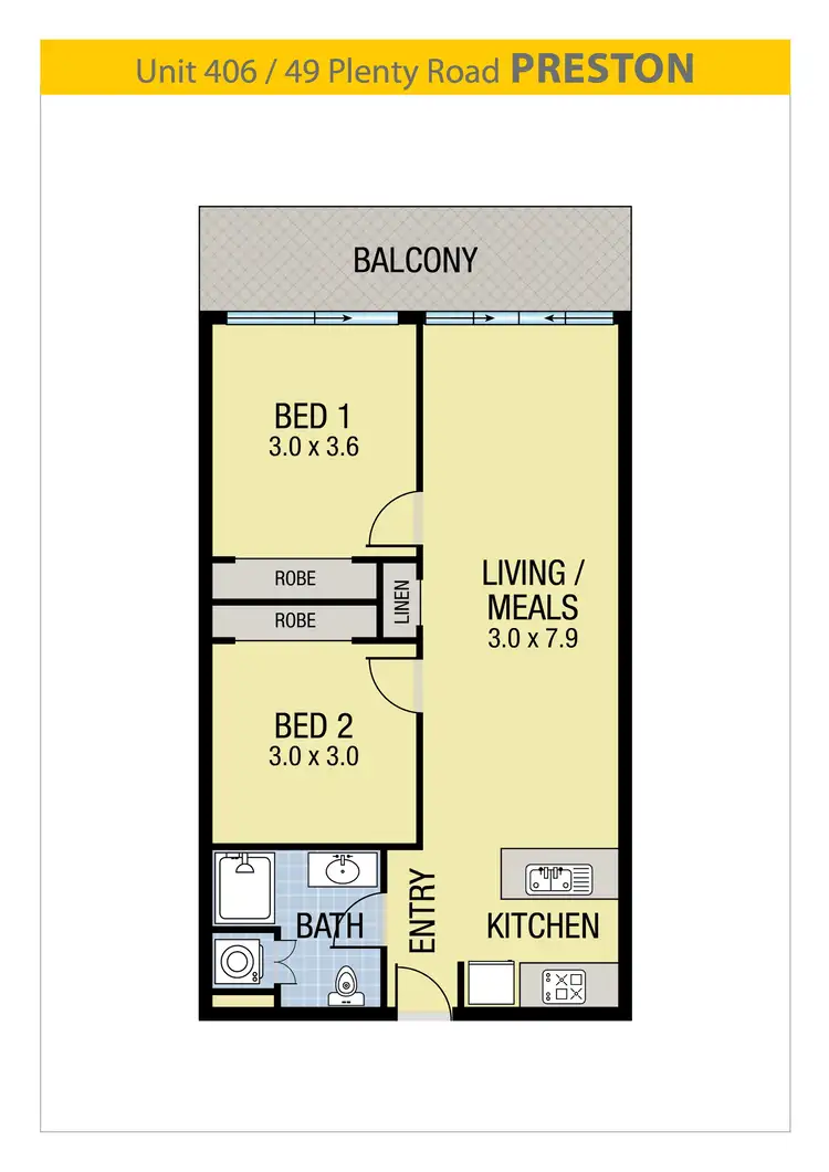 Floorplan of Homely apartment listing, 406/49 Plenty Road, Preston VIC 3072