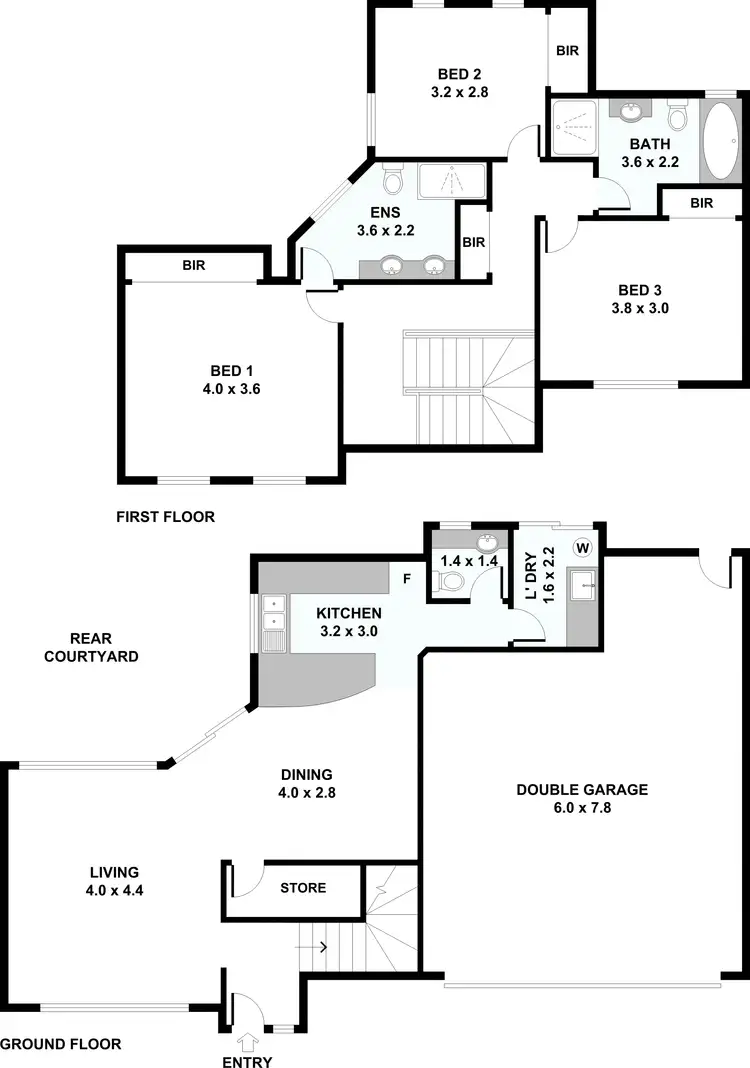 Floorplan of Homely townhouse listing, 3/33 Eric Street, Como WA 6152