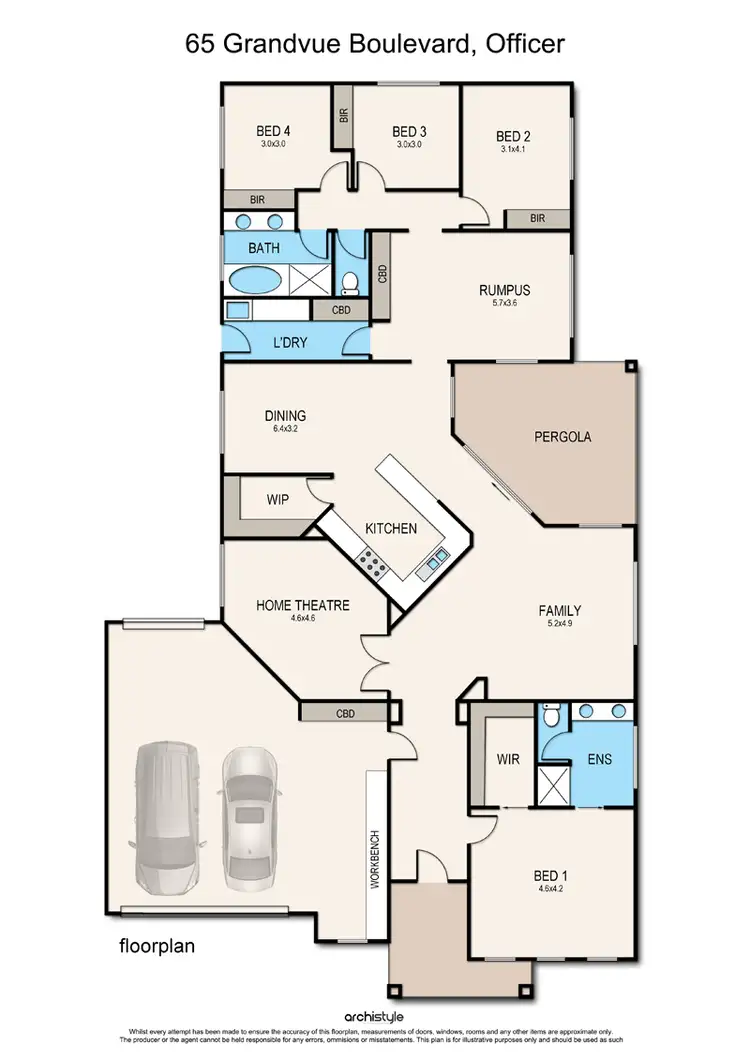 Floorplan of Homely house listing, 65 Grandvue Bloulevard, Officer VIC 3809