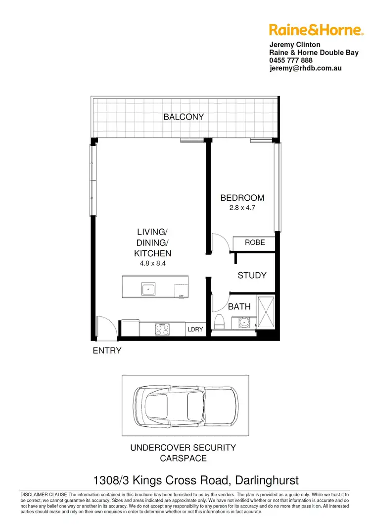 Floorplan of Homely apartment listing, 1308/3 Kings Cross Road, Darlinghurst NSW 2010