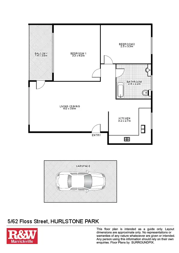 Floorplan of Homely unit listing, 5/62 Floss Street, Hurlstone Park NSW 2193