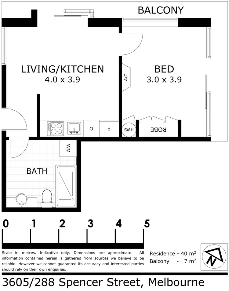 Floorplan of Homely apartment listing, 3605/288 Spencer Street, Melbourne (cbd) VIC 3000