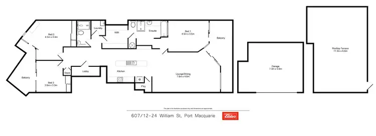Floorplan of Homely unit listing, 607/12-24 William Street, Port Macquarie NSW 2444