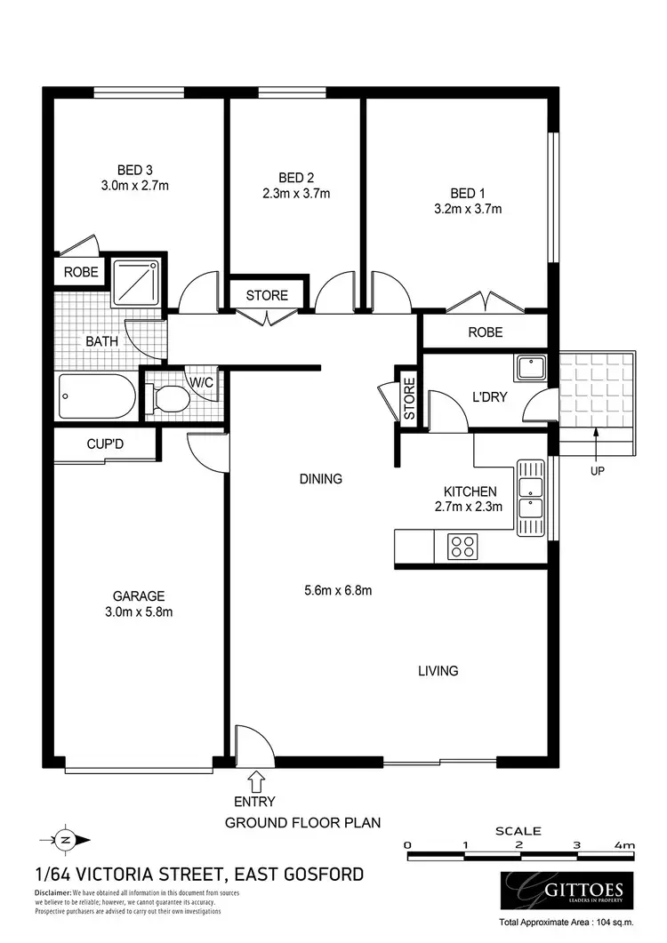 Floorplan of Homely villa listing, 1/64 Victoria Street, East Gosford NSW 2250
