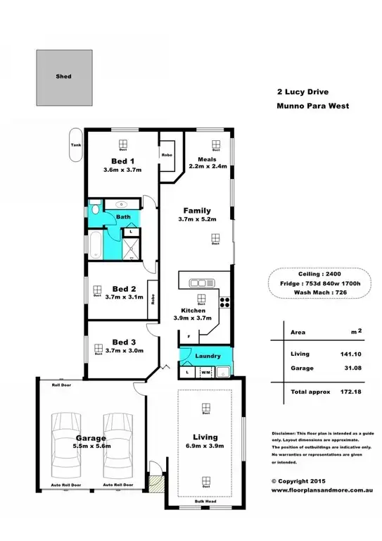 Floorplan of Homely house listing, 2 Lucy Drive, Munno Para West SA 5115