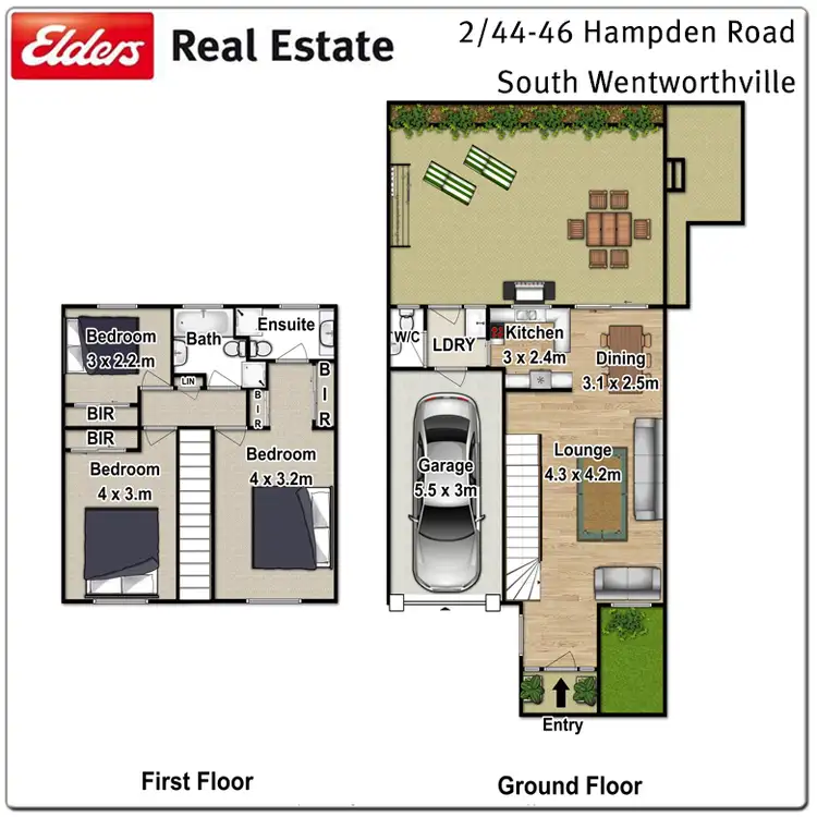Floorplan of Homely townhouse listing, 2/44-46 Hampden Road, South Wentworthville NSW 2145
