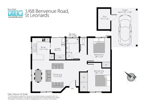 Floorplan of Homely unit listing, 1/68 Benvenue Road, St Leonards TAS 7250