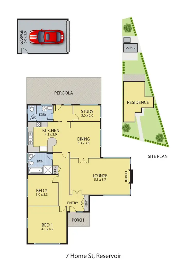Floorplan of Homely house listing, 7 Home Street, Reservoir VIC 3073