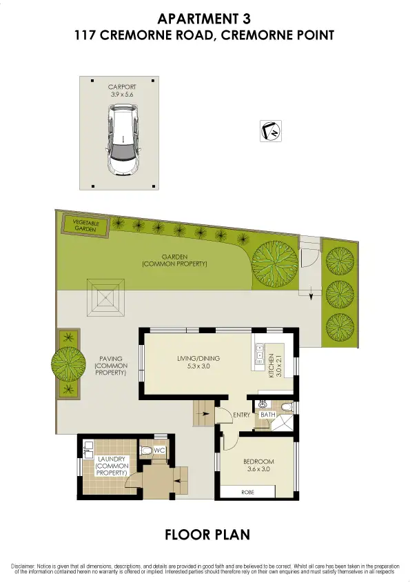 Floorplan of Homely apartment listing, 3/117 Cremorne Road, Cremorne NSW 2090