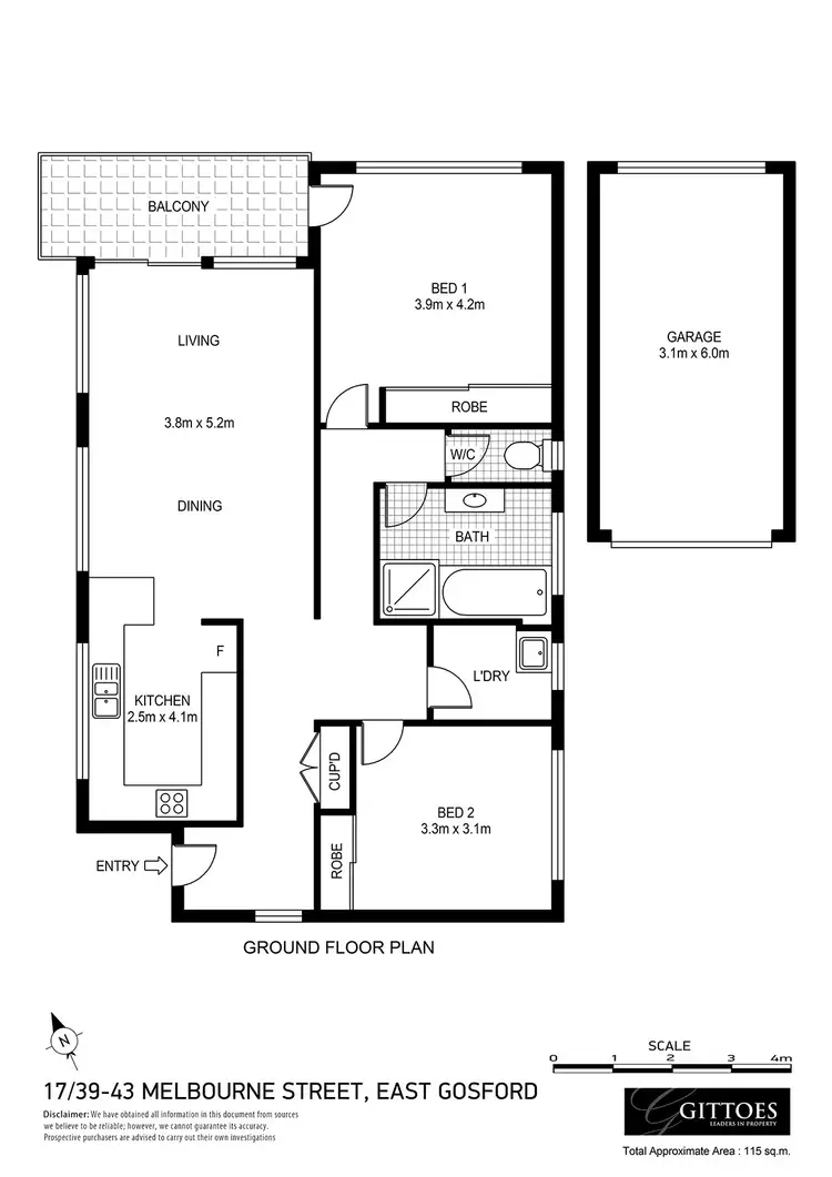 Floorplan of Homely unit listing, 17/39-43 Melbourne Street, East Gosford NSW 2250