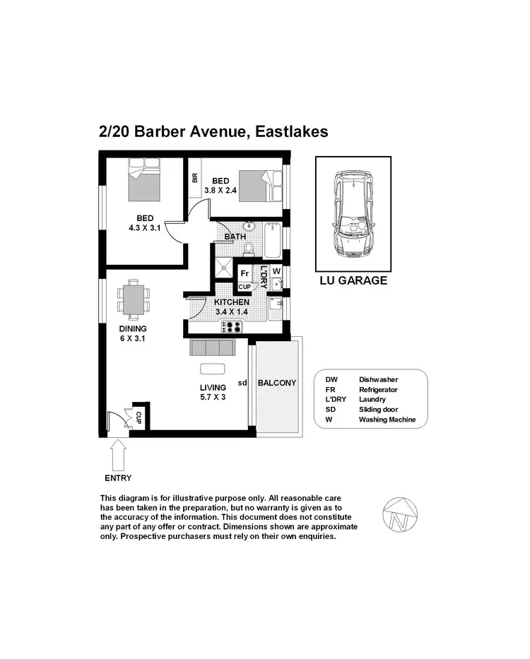 Floorplan of Homely apartment listing, 2/20 Barber Avenue, Eastlakes NSW 2018