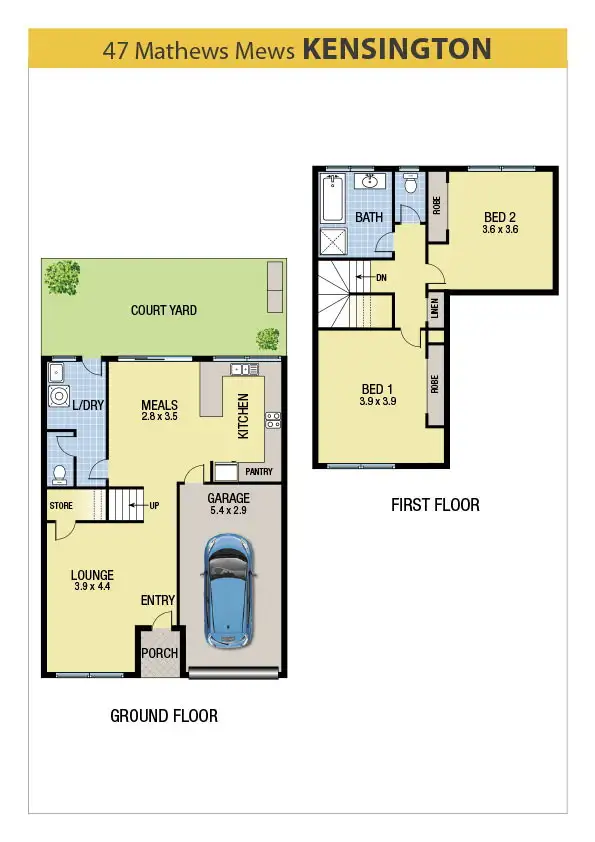 Floorplan of Homely townhouse listing, 47 Matthews Mews, Kensington VIC 3031